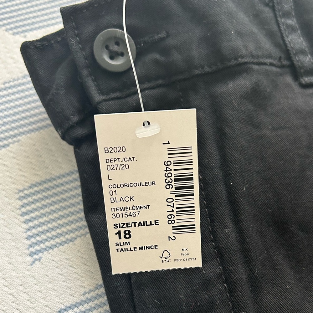 **NWT** boys black uniform/chino pants. Size 18 SLIM - Picture 5 of 5